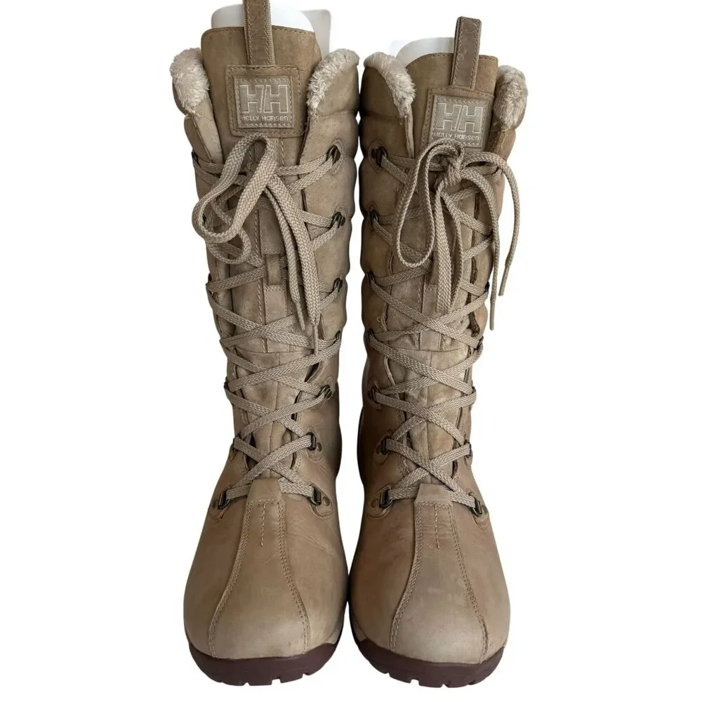 Helly Hansen Skuld 4 Winter Waterproof Leather Boots Beige Women's Size 9.5